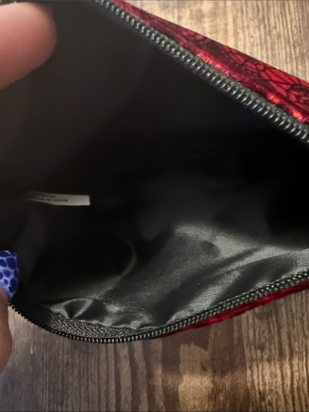 ipsy Red and Black Lace Bat Pattern Mini Pouch - Picture 4 of 6